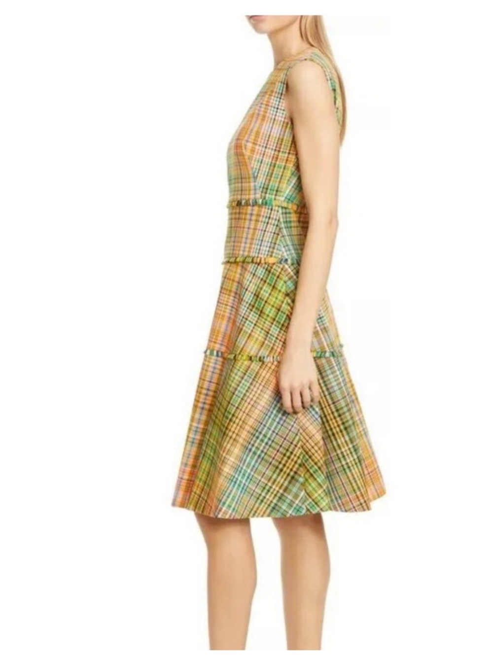 Lela Rose Handloomed Plaid Fringe Trim Fit & Flare Dress, Size 16 (1390) EUC - Picture 12 of 16